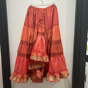 Vintage silk sari pink and gold